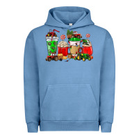 Pigment Pebble Blue Christmas tractor coffee cup Urban Hoodie - NancyCooperArtShop