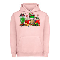 Pigment Salmon Christmas tractor coffee cup Urban Hoodie - NancyCooperArtShop