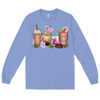 Colony Blue flowers coffee cups Long Sleeve Tee - Zillion Design Studio