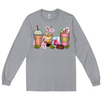 Heather Grey flowers coffee cups Long Sleeve Tee - Zillion Design Studio