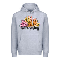 Heather Grey hello spring Premium Hoodie - MaliasSmallBusiness