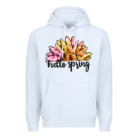 White hello spring Premium Hoodie - MaliasSmallBusiness
