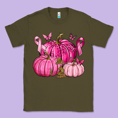 Breast Cancer We Wear Pink With Pumpkin And Ribbon Classic Tee Designed By Texasbilliewilder