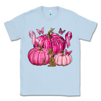 Dusty Blue Breast Cancer We Wear Pink with Pumpkin and Ribbon Classic Tee - texasbilliewilder