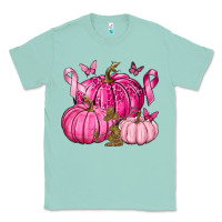 Seafoam Breast Cancer We Wear Pink with Pumpkin and Ribbon Classic Tee - texasbilliewilder