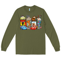 Army Green cartoon characters coffee cups Long Sleeve Tee - Zillion Design Studio
