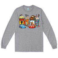 Heather Grey cartoon characters coffee cups Long Sleeve Tee - Zillion Design Studio