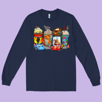 Cartoon Characters Coffee Cups Long Sleeve Tee Designed By Zillion Design Studio