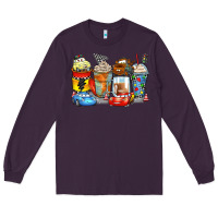 Plum cartoon characters coffee cups Long Sleeve Tee - Zillion Design Studio