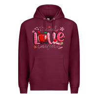 Burgundy teach love inspire valentines day Premium Hoodie - MaliasSmallBusiness