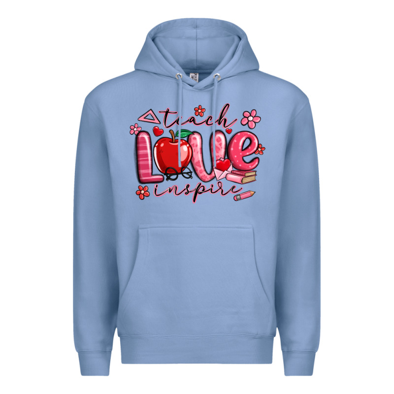 Teach Love Inspire Valentines Day Premium Hoodie by MaliasSmallBusiness | Teevron