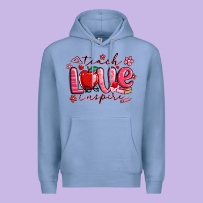 Teach Love Inspire Valentines Day Premium Hoodie Designed By Maliassmallbusiness