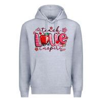 Heather Grey teach love inspire valentines day Premium Hoodie - MaliasSmallBusiness