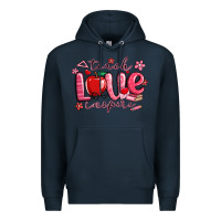 Navy teach love inspire valentines day Premium Hoodie - MaliasSmallBusiness
