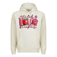 Oatmeal Heather teach love inspire valentines day Premium Hoodie - MaliasSmallBusiness