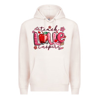 Pale Pink teach love inspire valentines day Premium Hoodie - MaliasSmallBusiness