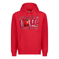 Red teach love inspire valentines day Premium Hoodie - MaliasSmallBusiness
