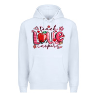 White teach love inspire valentines day Premium Hoodie - MaliasSmallBusiness