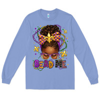 Colony Blue bead me mardi gras afro messy bun Long Sleeve Tee - texasbilliewilder