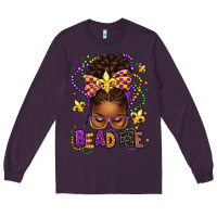 Plum bead me mardi gras afro messy bun Long Sleeve Tee - texasbilliewilder