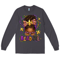 Smoke bead me mardi gras afro messy bun Long Sleeve Tee - texasbilliewilder
