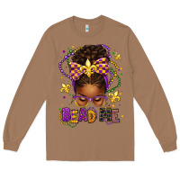 Toasted Coconut bead me mardi gras afro messy bun Long Sleeve Tee - texasbilliewilder