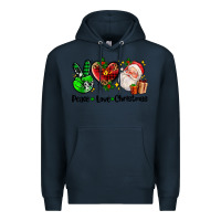 Navy peace love  christmas Premium Hoodie - AdoDesignShop