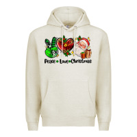 Oatmeal Heather peace love  christmas Premium Hoodie - AdoDesignShop
