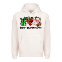 Pale Pink peace love  christmas Premium Hoodie - AdoDesignShop