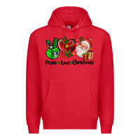 Red peace love  christmas Premium Hoodie - AdoDesignShop