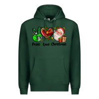 Sports Green peace love  christmas Premium Hoodie - AdoDesignShop