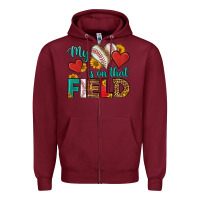 Burgundy my heart is on that field baseball Zipper Hoodie - HRA Design Shop