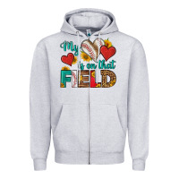 Heather Grey my heart is on that field baseball Zipper Hoodie - HRA Design Shop