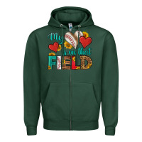 Sports Green my heart is on that field baseball Zipper Hoodie - HRA Design Shop