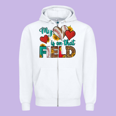 My Heart Is On That Field Baseball Zipper Hoodie Designed By Hra Design Shop