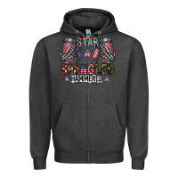 Charcoal Heather star spangled hammered Zipper Hoodie - CowhideDigitalArt