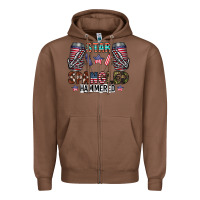 Chestnut star spangled hammered Zipper Hoodie - CowhideDigitalArt
