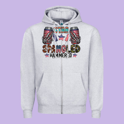 Star Spangled Hammered Zipper Hoodie Designed By Cowhidedigitalart