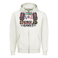 Oatmeal Heather star spangled hammered Zipper Hoodie - CowhideDigitalArt