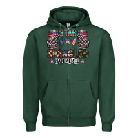 Sports Green star spangled hammered Zipper Hoodie - CowhideDigitalArt