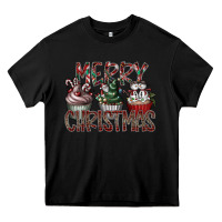 Black Merry Christmas Heavy Core Tee - CowhideDigitalArt