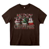 Chocolate Brown Merry Christmas Heavy Core Tee - CowhideDigitalArt