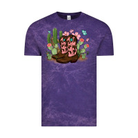 Cloud Purple cowboy boots with cactus Vintage Tee - MaliasSmallBusiness