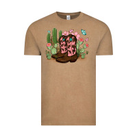 Vintage Coffee cowboy boots with cactus Vintage Tee - MaliasSmallBusiness