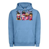 Pigment Pebble Blue Scream Coffee Cups Urban Hoodie - MaliasSmallBusiness