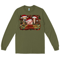 Army Green merry christmas farm animals Long Sleeve Tee - RanaPortraitStore