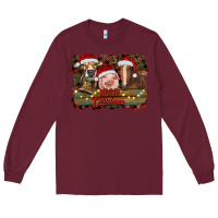 Burgundy merry christmas farm animals Long Sleeve Tee - RanaPortraitStore