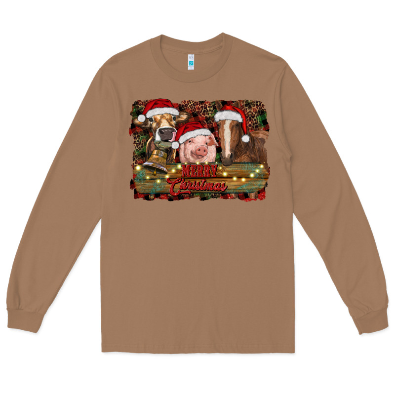 Merry Christmas Farm Animals Long Sleeve Tee by RanaPortraitStore | Teevron