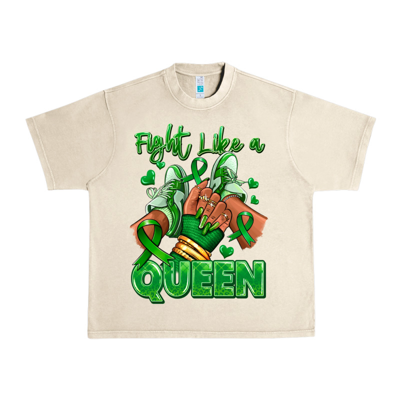 Green Ribbon Liver Cancer Afro Girl Sneakers Urban Heavy Tee by RanaPortraitStore | Teevron