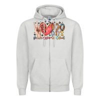 Dove Grey peace love 100 days of school Zipper Hoodie - RacoonDesign
